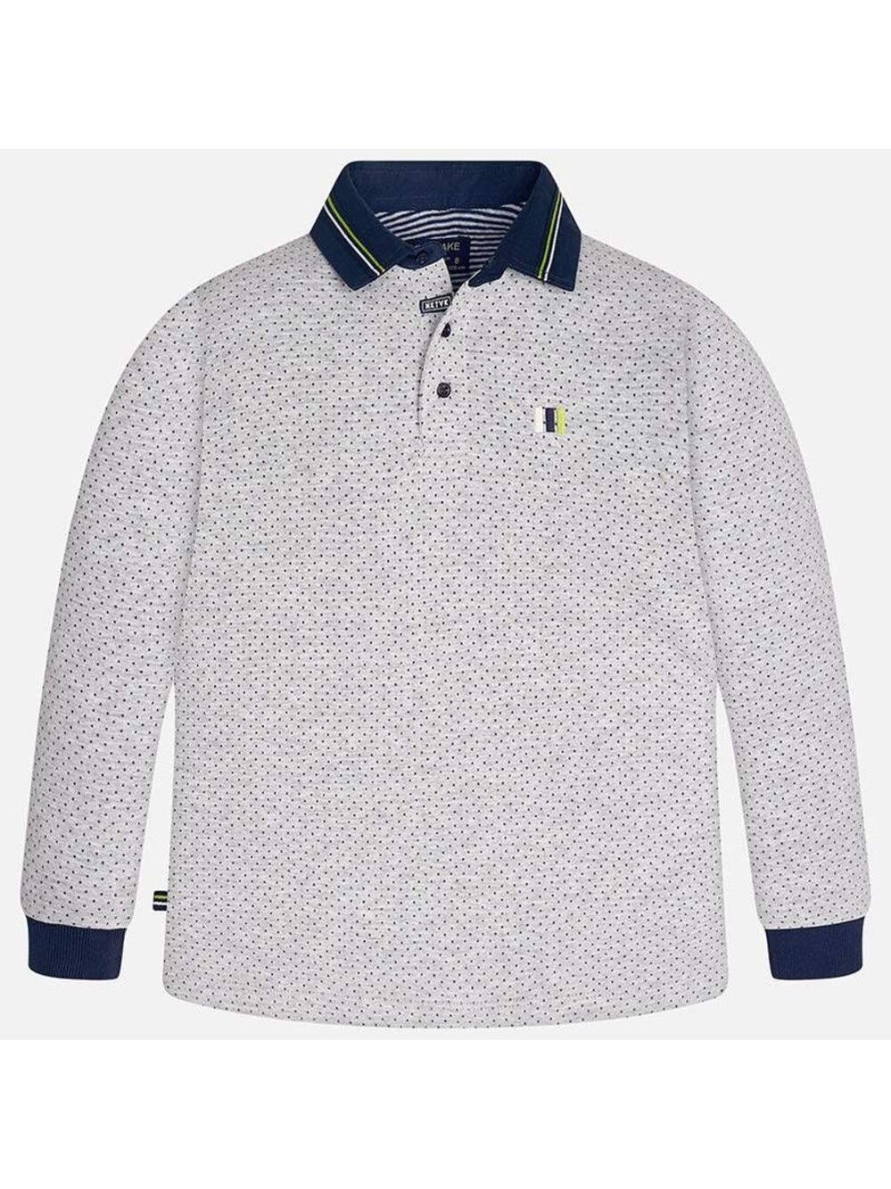 Mayoral Navy and White Polo with Subtle Pattern